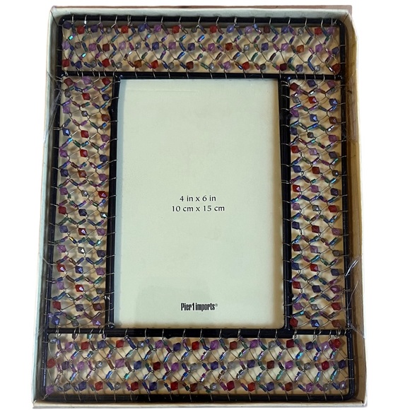 Pier 1 Imports 4 x 6 Photo Frame Vertical Tabletop Multicolor Beaded Rectangle - Picture 6 of 6